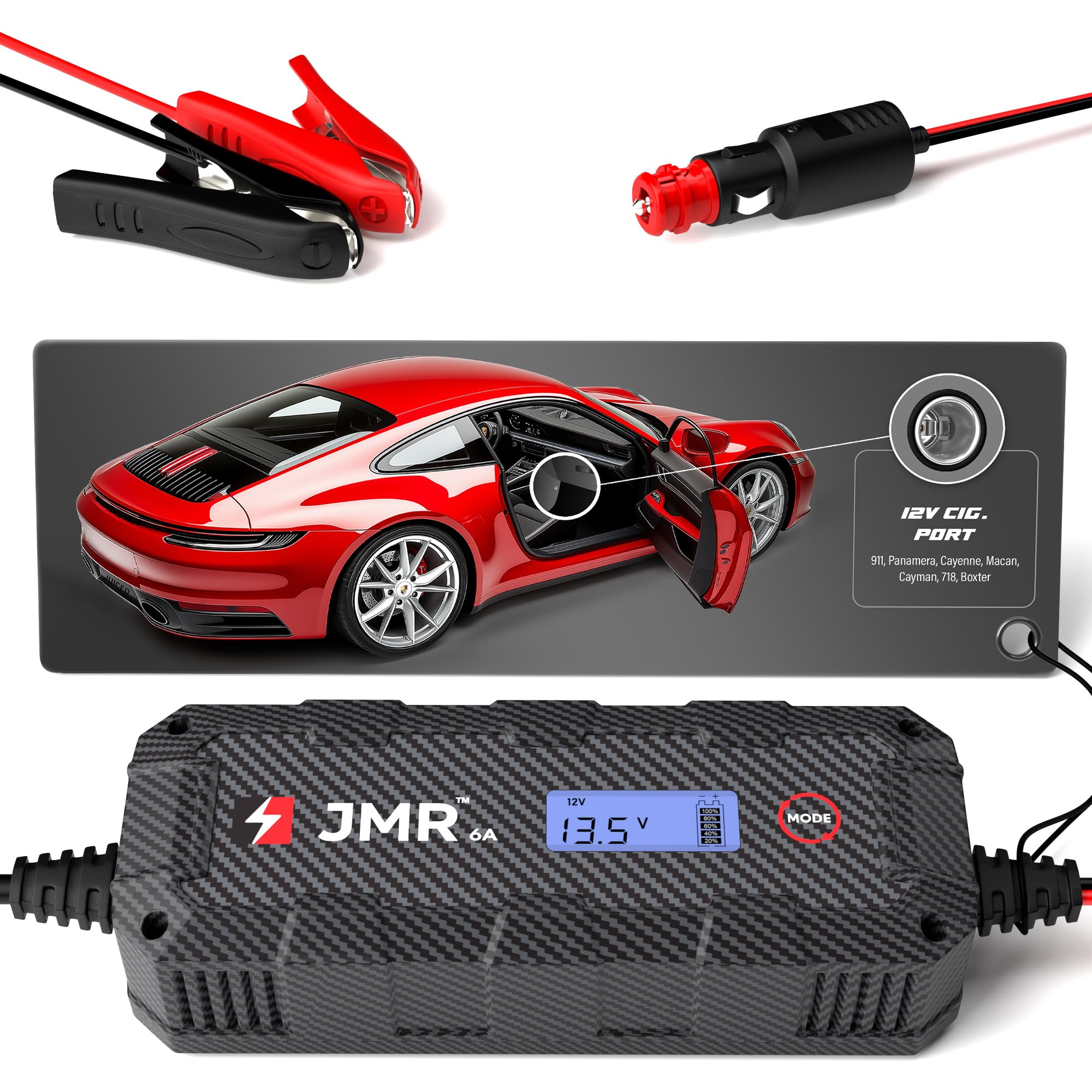 Amazon.com: JMR 12V Battery Charger for Porsche, 12V Cig. Port, No